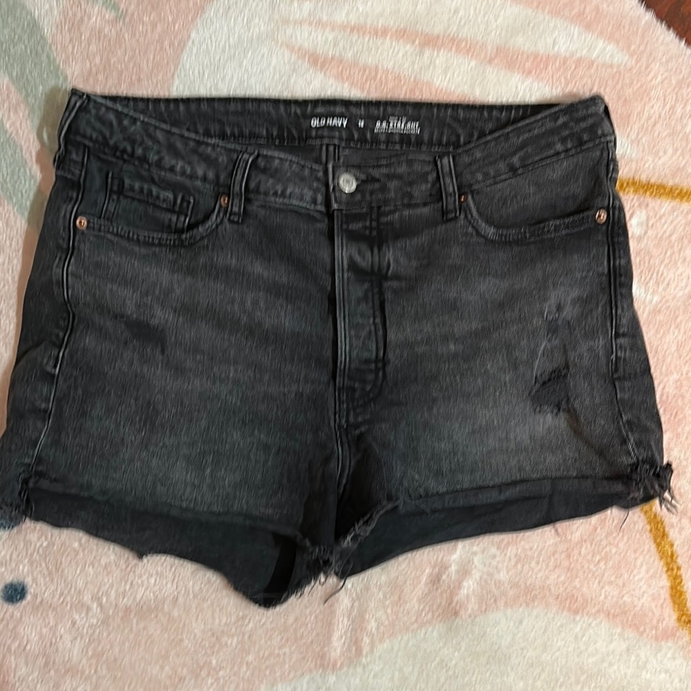 Old Navy Distressed Black Denim Shorts